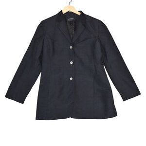 Liz Claiborne Collection Black Silk Blazer Jacket Size 12 Minimalist Officewear